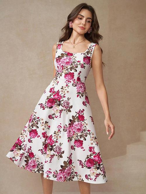 women floral print sleeveless fit & flare dress - 22060241 - Very Small Image - 1