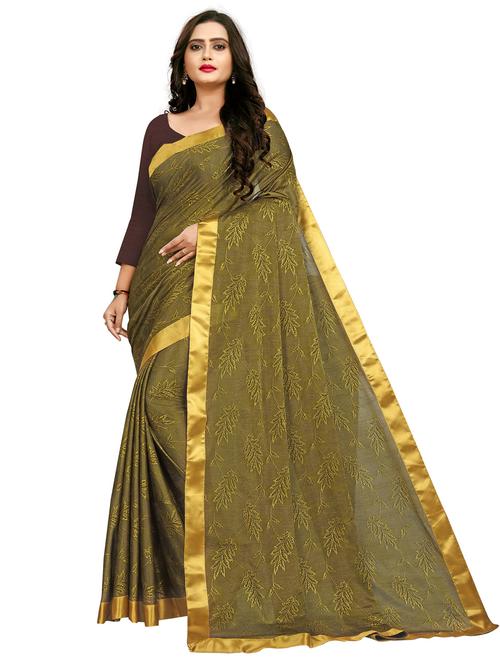 women green printed saree with blouse - 22060391 - Very Small Image - 1