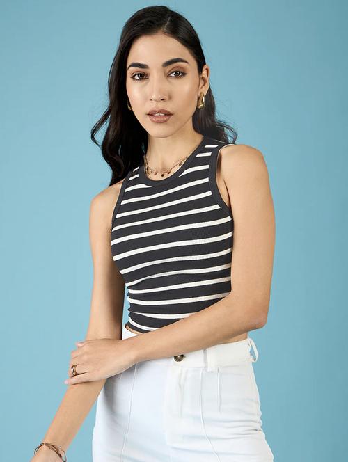 women striped sleeveless crop top - 22060509 - Very Small Image - 1