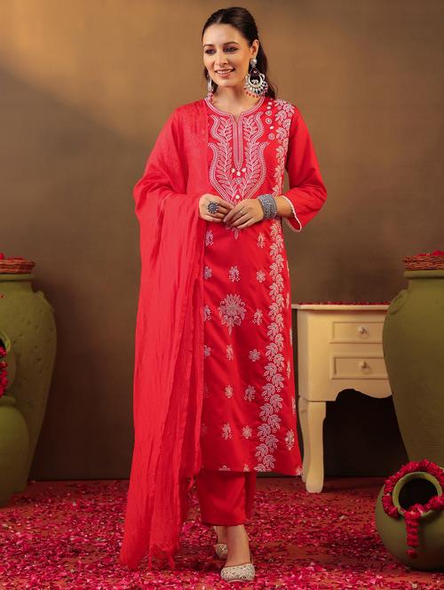 women three quarter sleeve kurta pant with dupatta set - 22062045 - Very Small Image - 1