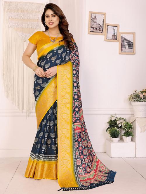 women printed casual wear saree with blouse - 22066359 - Very Small Image - 1