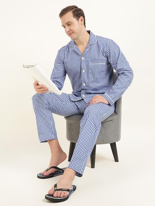 men checkered long sleeve sleepwear set - 22069585 - Very Small Image - 1