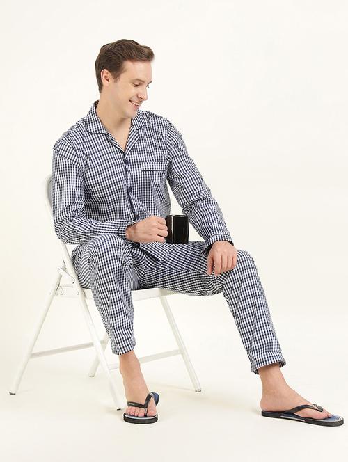 men checkered long sleeve sleepwear set - 22069586 - Very Small Image - 1