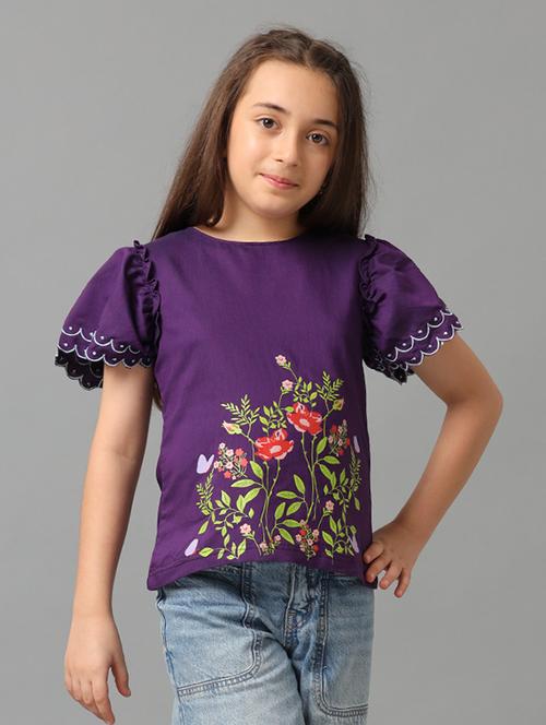 girls printed round neck top - 22071476 - Very Small Image - 1