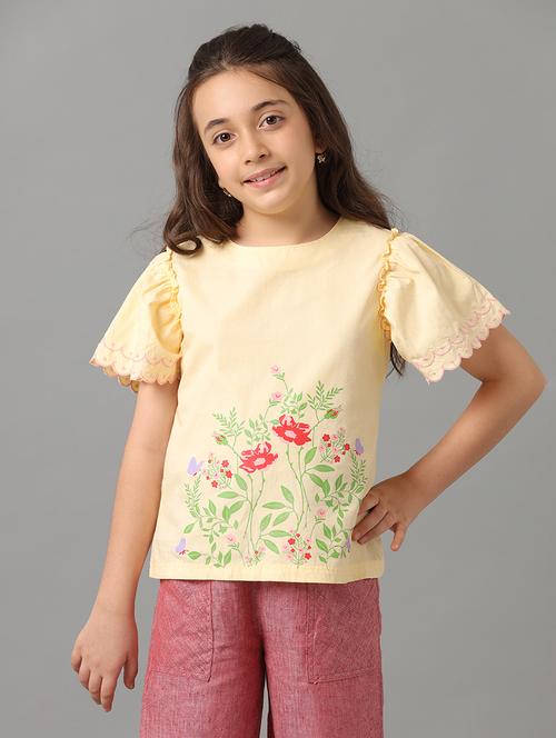 girls printed round neck top - 22071477 - Very Small Image - 1
