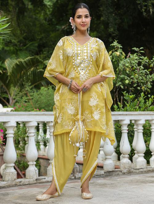 women embroidered kaftan and dhoti set - 22071568 - Very Small Image - 1