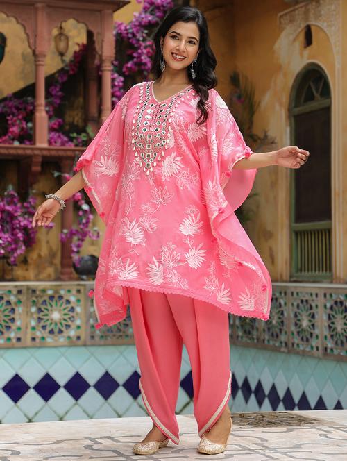 women embroidered kaftan and dhoti set - 22071569 - Very Small Image - 1
