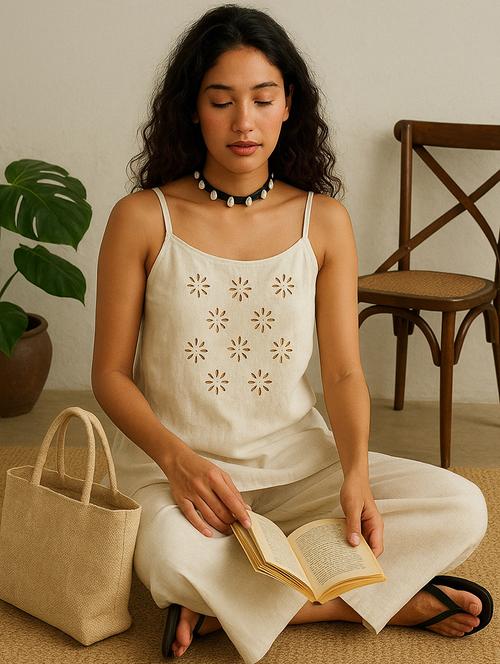 women solid shoulder strap ethnic co ord set - 22072822 - Very Small Image - 1