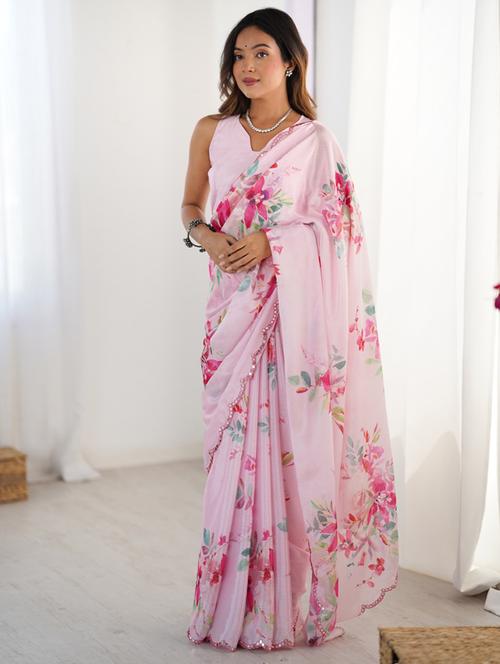 women printed casual wear saree with blouse - 22074461 - Very Small Image - 1