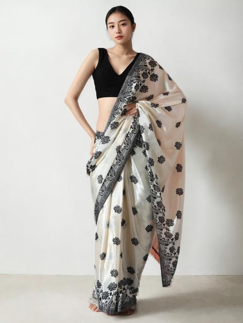 women floral printed ready to wear saree with blouse - 22074642 - Very Small Image - 1
