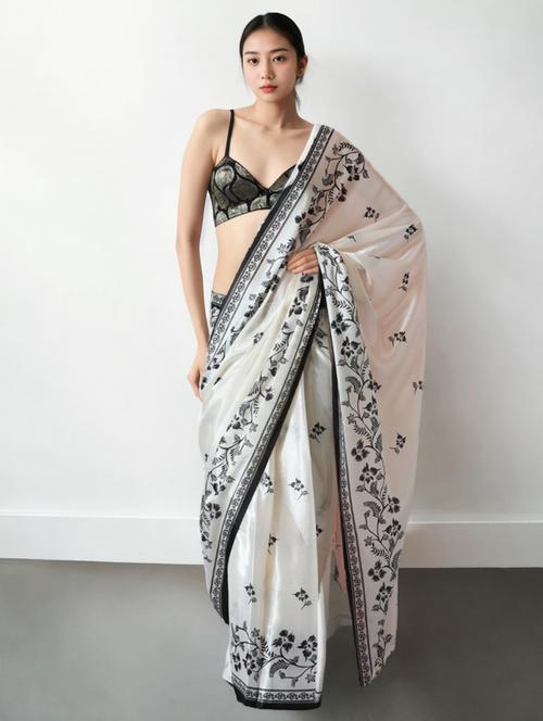 women floral printed ready to wear sareev with blouse - 22074645 - Very Small Image - 1