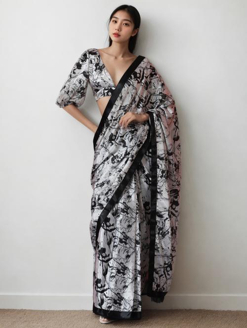 women printed ready to wear saree with blouse - 22074680 - Very Small Image - 1