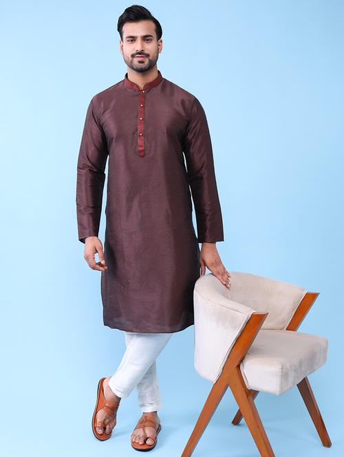 men mandarin neck kurta pyjama ethnic wear set - 22076015 - Very Small Image - 1