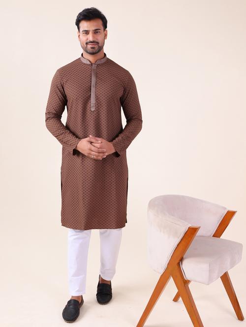 men mandarin neck kurta pyjama ethnic wear set - 22076017 - Very Small Image - 1