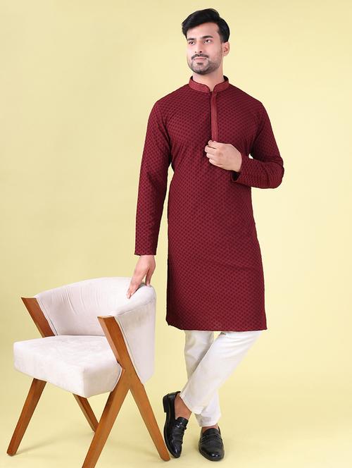 men mandarin neck kurta pyjama ethnic wear set - 22076018 - Very Small Image - 1