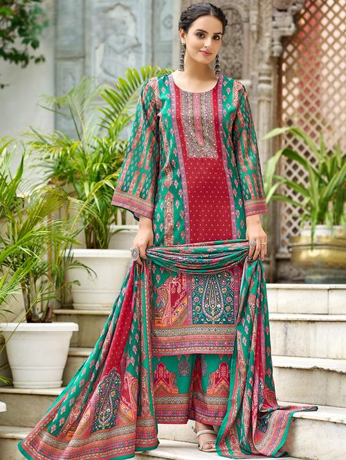 women printed long sleeve kurta palazzo with dupatta set - 22076919 - Very Small Image - 1