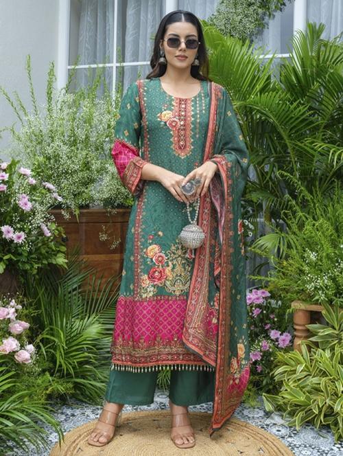 women printed three quarter sleeve kurta pant with dupatta set - 22076991 - Very Small Image - 1