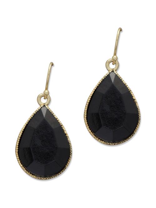 black & gold drop earrings - 22077 - Very Small Image - 1