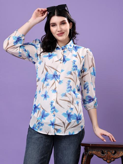 multi colored georgette regular shirt - 22077612 - Very Small Image - 1