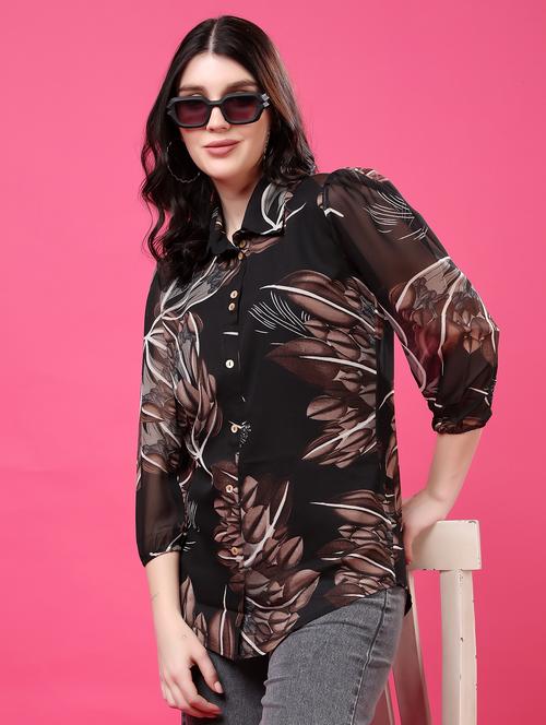 multi colored georgette regular shirt - 22077615 - Very Small Image - 1