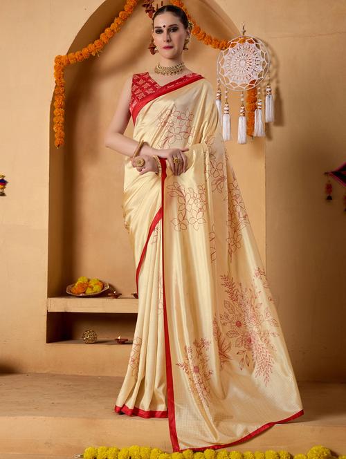 women printed casual wear saree with blouse - 22078186 - Very Small Image - 1