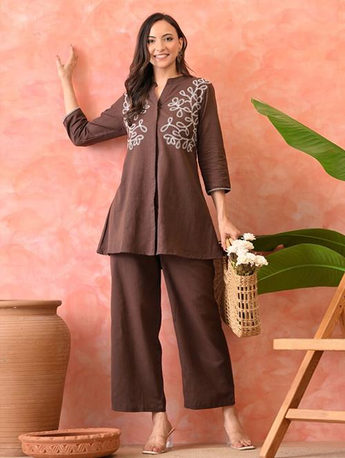 women three quarter sleeve ethnic co-ord set - 22082475 - Very Small Image - 1