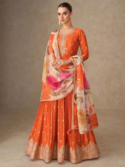 women embroidered long sleeve anarkali kurta dupatta set - 22082481 - Very Small Image - 1