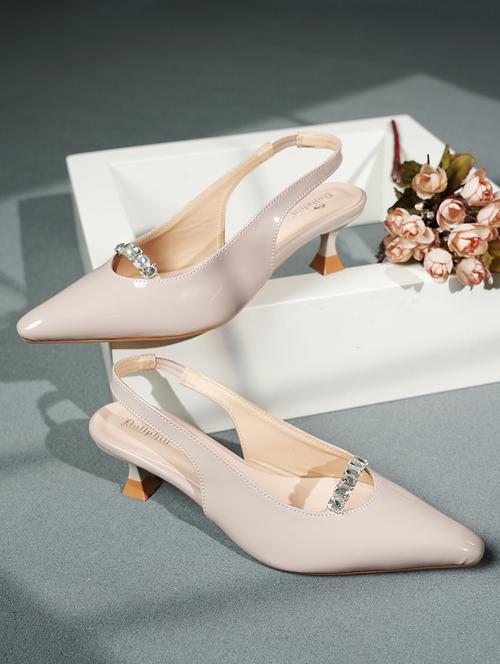 women solid back strap kitten heel sandals - 22084747 - Very Small Image - 1
