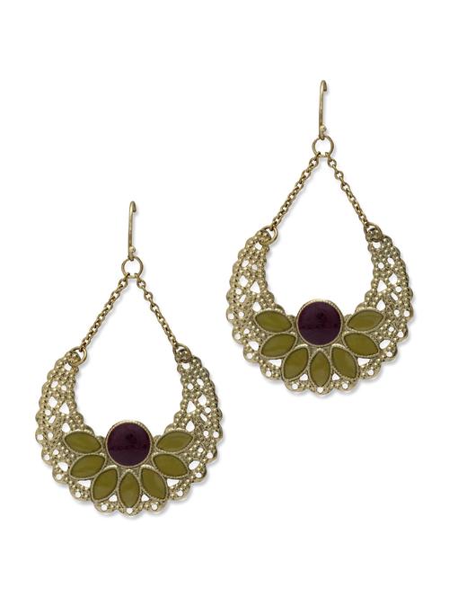 olive enameled half moon drop earrings - 22095 - Very Small Image - 1