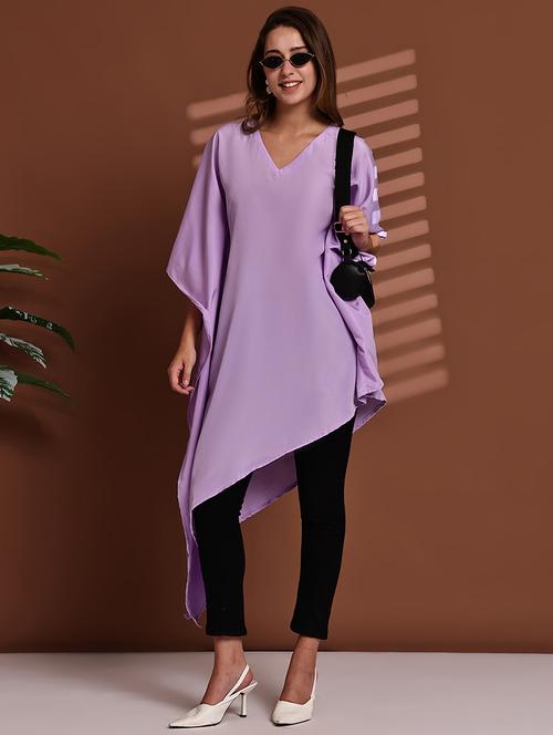 women solid kimono sleeve asymmetric kaftan top - 22100980 - Very Small Image - 1