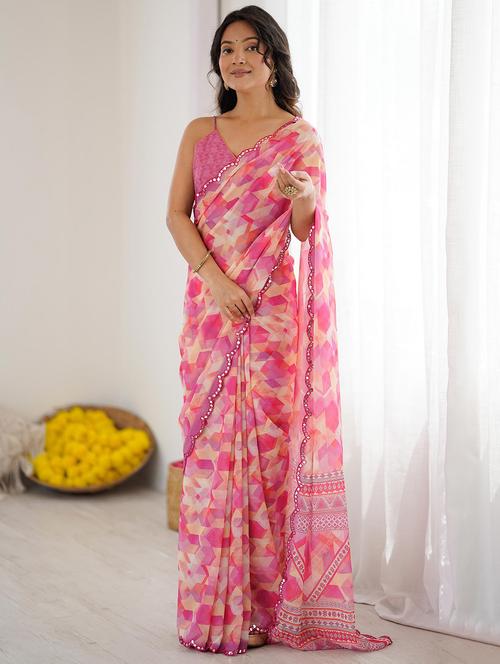 women printed casual wear saree with blouse - 22141061 - Very Small Image - 1