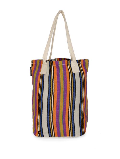 orange-pink striped woven cotton bag - 23028 - Very Small Image - 1