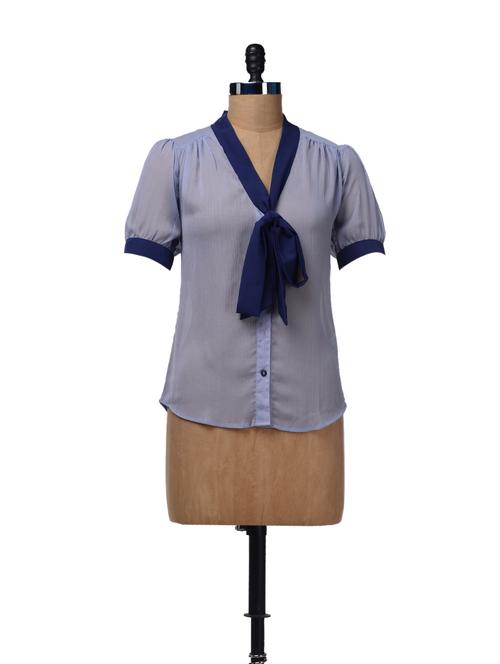 blue sheer chiffon top - 27925 - Very Small Image - 1
