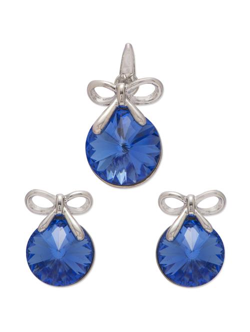 elegant blue stone pendant set - 28345 - Very Small Image - 1