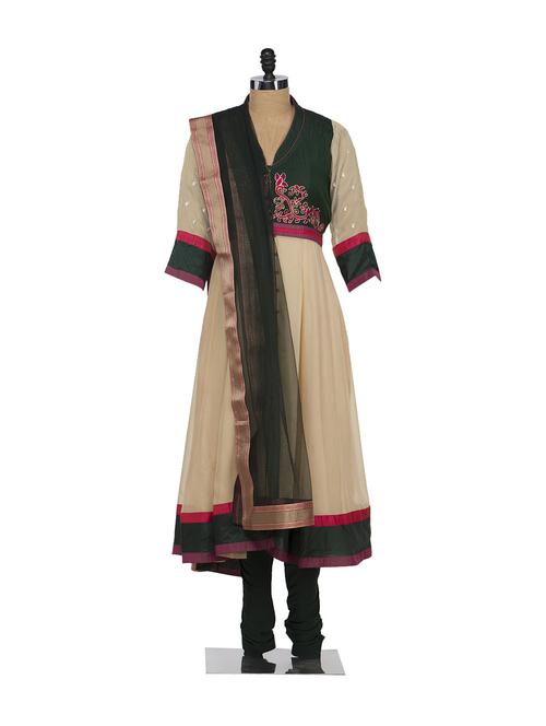 designer beige kalidar suit - 29250 - Very Small Image - 1