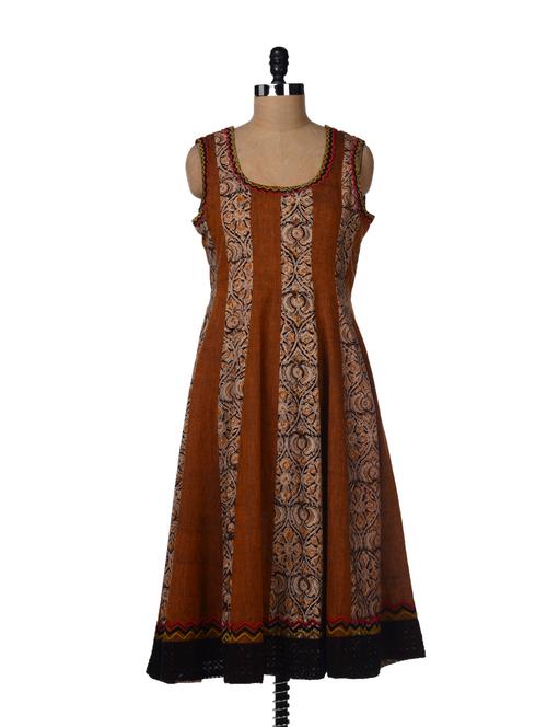 brown cotton blend anarkali kurta - 29263 - Very Small Image - 1
