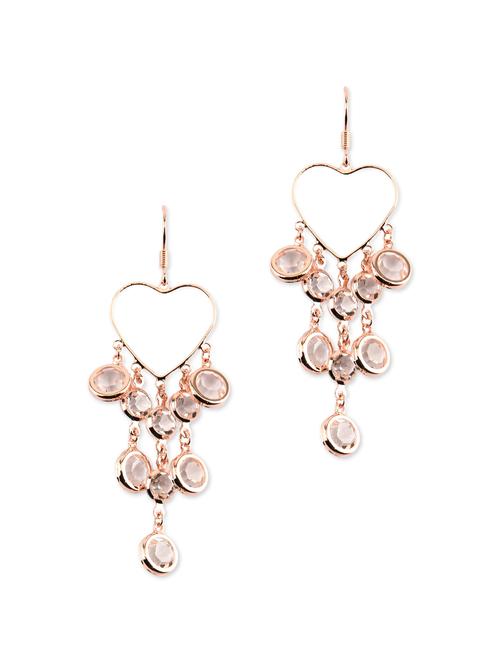 Heart Shaped Danglers with Crystal Hangings - 33274 - Very Small Image - 1