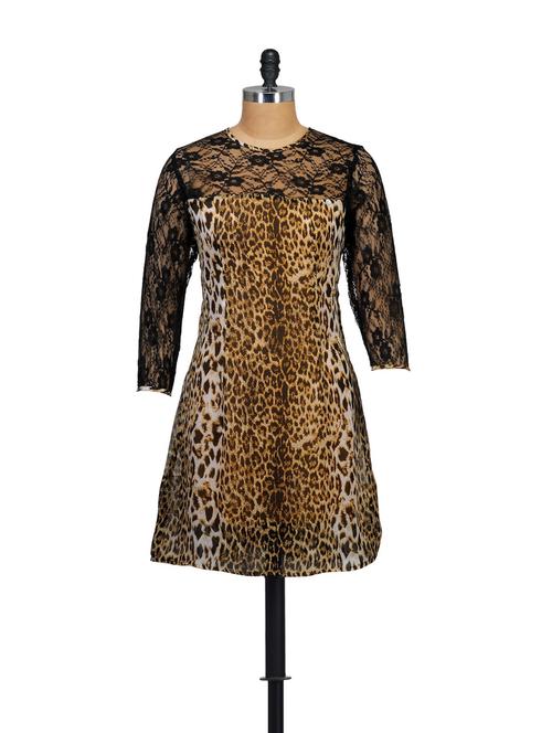 Animal print Lace-Inset Dress - 33841 - Very Small Image - 1