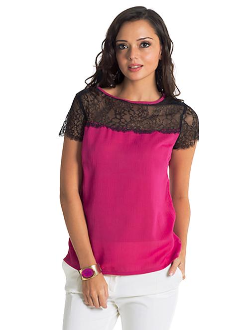magenta trim blouse - 34226 - Very Small Image - 1
