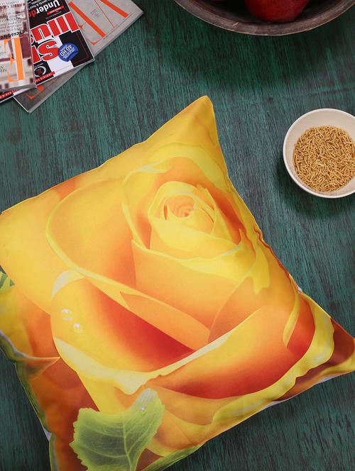 Yellow Rose Print Cushion Cover - 35227 - Very Small Image - 1