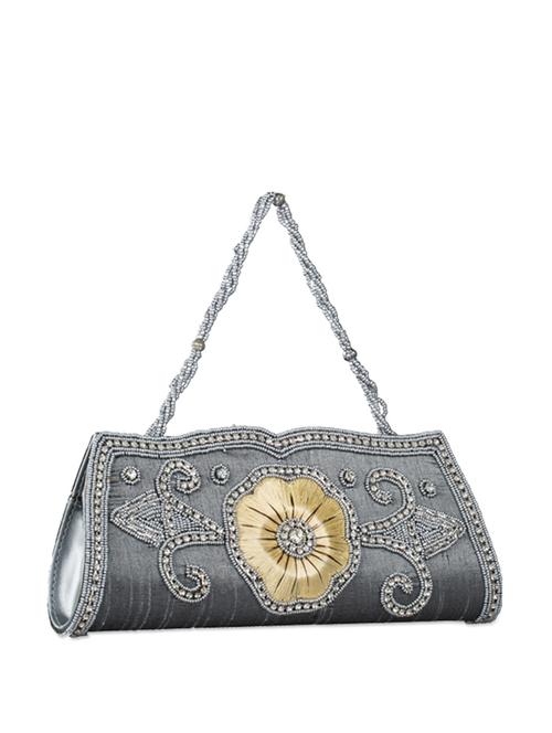 silver grey studded clutch with chain - 37477 - Very Small Image - 1