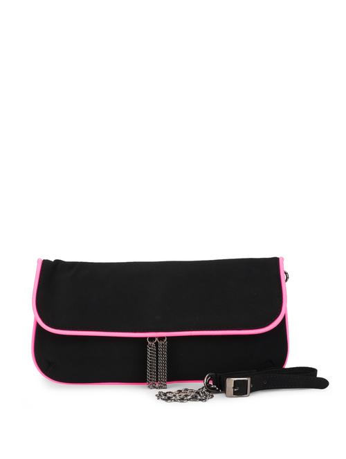 tassled black clutch with hot pink piping - 38291 - Very Small Image - 1