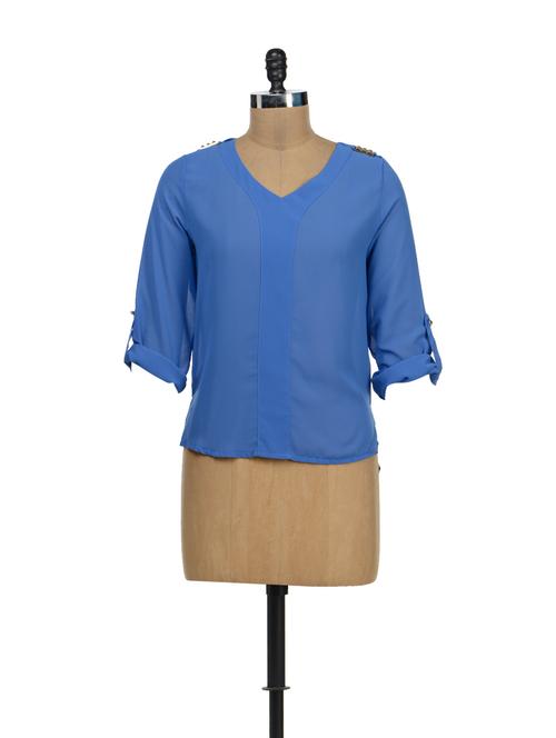 stylish blue georgette top - 41385 - Very Small Image - 1