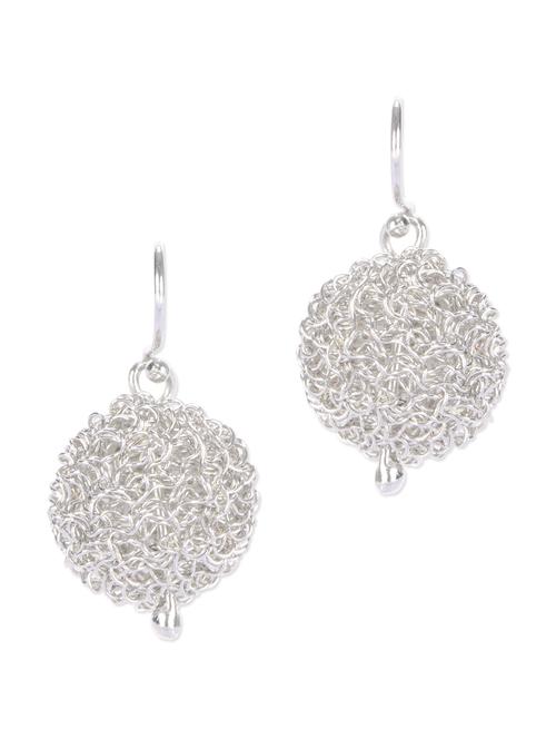 silver mesh ball earrings - 42046 - Very Small Image - 1
