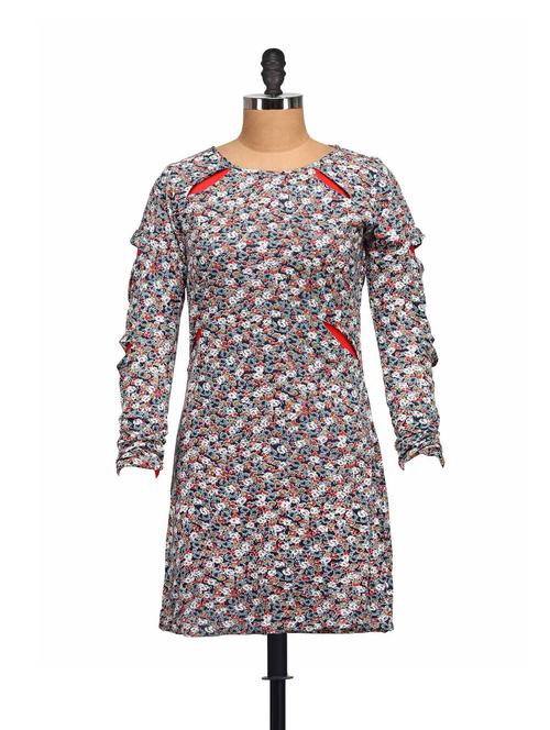 floral dress with stylish cut - 45982 - Very Small Image - 1