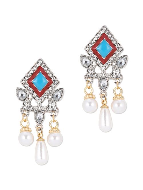 kite shaped earrings with pearl drops - 46107 - Very Small Image - 1