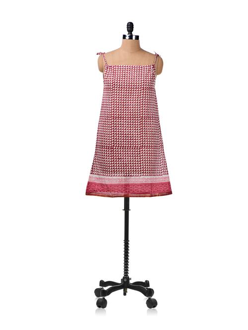 block printed drawstring dress - 4612 - Very Small Image - 1