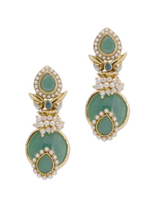 elegant emerald & pearl earrings - 48719 - Very Small Image - 1