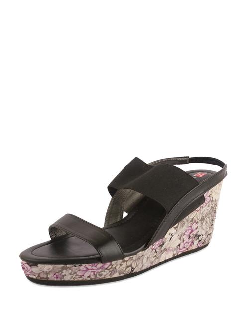 Black Sandals With Floral Wedges - 49063 - Very Small Image - 1