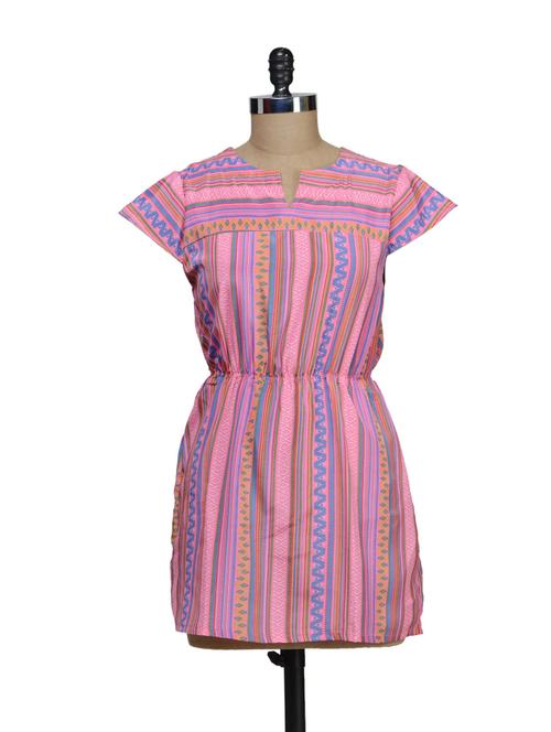 stylish printed pink dress - 49576 - Very Small Image - 1